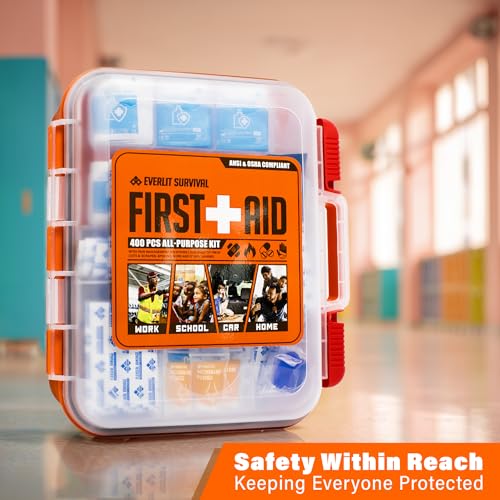 EVERLIT 400 Pcs OSHA Compliant First Aid Kit (Orange) - color: Orange