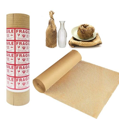 Moving Dish Packing Kit Plate Protector Sleeve, Packing Supplies for Dishes Glass, Honeycomb Wrapping Paper Roll 15'' x300' Large Bubble Cushion Wrap Shipping Material for Fragile Items, 80GSM - size: 15 inch * 300 feet