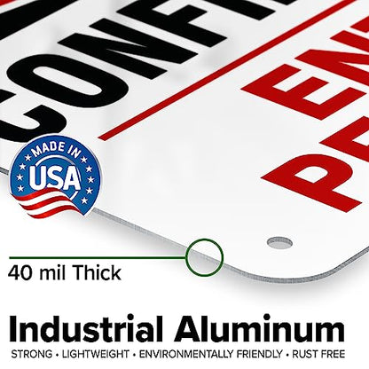 Danger Confined Space Enter By Permit Only Sign, 7x10 Inches, Rust Free - size: 7x10 - Aluminum