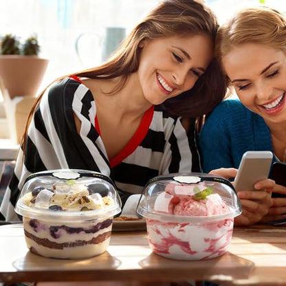 Disposable Food Containers With Lids And Spoons 50 Pack 12 oz Mini Parfait Dessert Cups Take Out Meal Prep Salad Bowls For Lunch, Plastic Ice Cream Bowls Pet, Acai Bowl, To-Go Party Containers(12oz) - size: 12oz