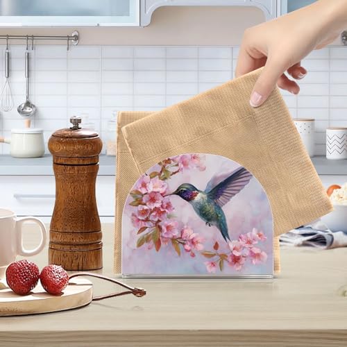 Pink Hummingbird Napkin Holder for Table Acrylic Tissue Dispenser - color: beautiful hummingbird