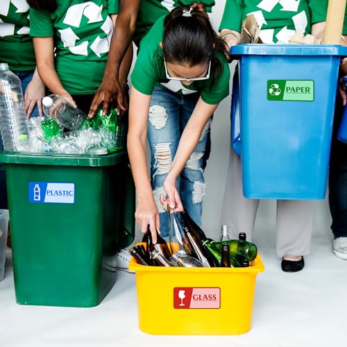 4PCS Recycle Stickers for Trash Bins，Self-adhesive Waterproof and Fade Resistant Trash Recycle Stickers, Recycling Labels for Trash Can for Home, Office, Apartment, Hotel, School and Public Area - color: paper Recycle Stickers