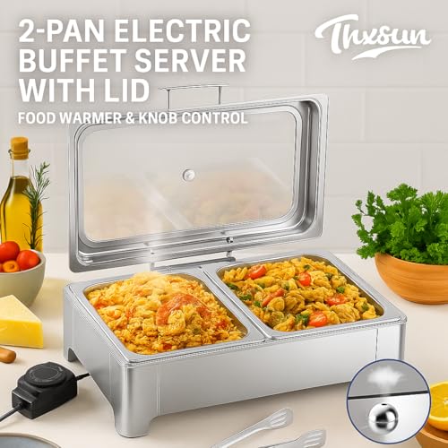 2 x 4.5QT Electric Chafing Dish, Half Size Buffet Warmer Set - size: 606-Dual Pan