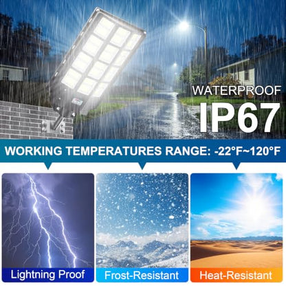 Solar Street Light Outdoor Waterproof Commercial Parking Lot Lights Motion Sensor 10000W LED Floodlight Dusk to Dawn, Outside Solar Lights for Yard Garden Pathway Patio - size: XL-2PCs