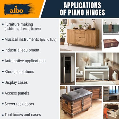 ALBO 30" x 2" Piano Hinge Stainless Steel 304, Black, 2-Pack - color: Black, size: 30 Inch
