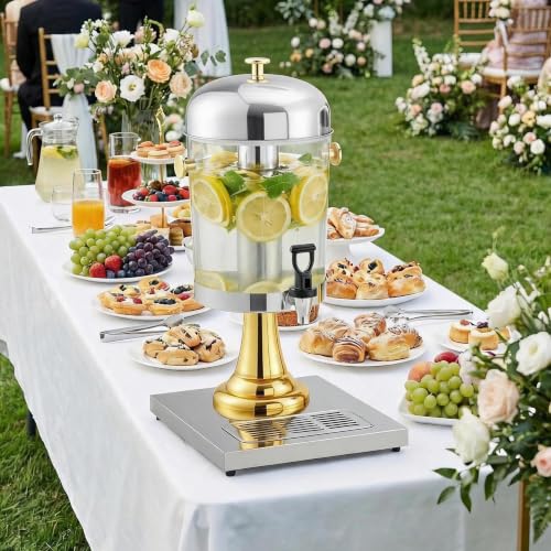 LinTimes Commercial Stainless Steel Beverage Dispenser Single Spigot - color: Gold, size: 2.2 Gallon