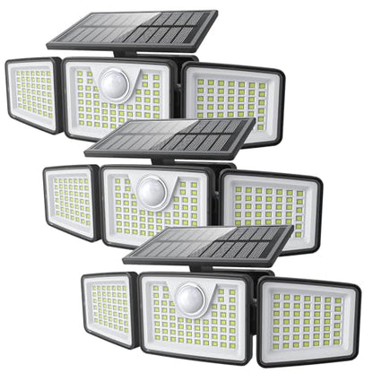 daphino 2500LM Solar Lights, Motion Sensor Outdoor Lights, 3-Head, 3 Pack - size: 3Head-Remote-3 Pcs