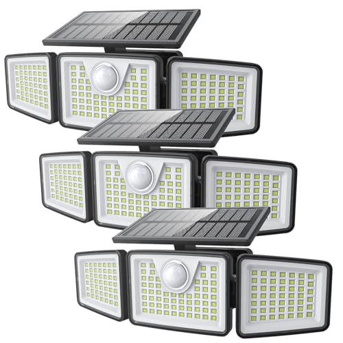 daphino 2500LM Solar Lights, Motion Sensor Outdoor Lights, 3-Head, 3 Pack - size: 3Head-Remote-3 Pcs