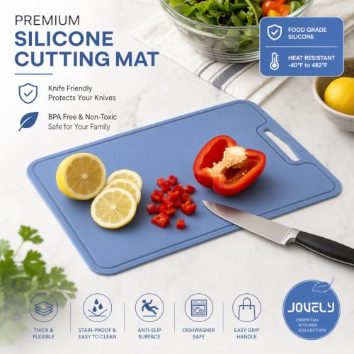 Silicone Cutting Board, 11.8 x 9 In, BPA-Free Flexible Chopping Mat(Blue) - color: Blue, size: 11.8"L x 9"W