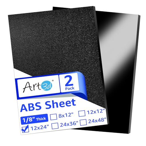 Art3d ABS Plastic Sheets, 1/8" Thick, Rigid Textured, 2-Pack of 12 x 24" - size: 12" x 24", 3mm Thick