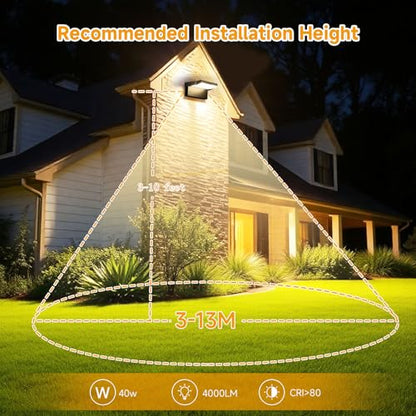 40W Outdoor LED Wall Light with 350° Rotatable Panel - color: 1/40w/3000k/Black