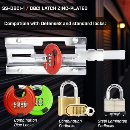 DBCI Overhead Roll Up Door Latch, Zinc-Plated 7-1/2" x 3-1/2", with 4 Bolt mounting - size: SS-DBCI-1