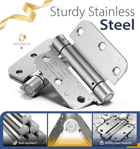 3-Pack 3.5 Inch Self Closing Door Hinges,5/8" Radius Corners,Brushed Nickel - size: 3.5"-3 Pack-5/8" Corner