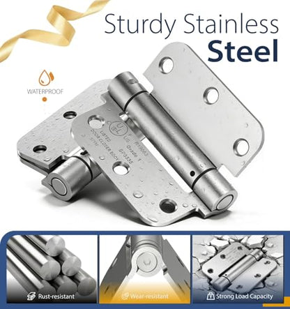 3-Pack 3.5 Inch Self Closing Door Hinges,5/8" Radius Corners,Brushed Nickel - size: 3.5"-3 Pack-5/8" Corner