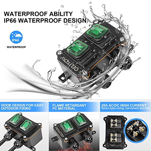Waterproof On Off Toggle Switch Double Switch/Outlet - color: Green/2 Switch/2 Outlet