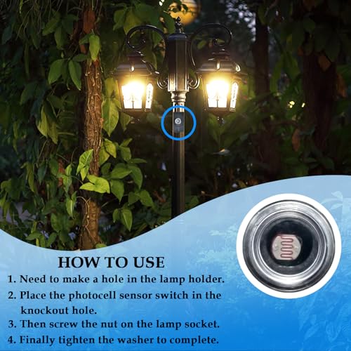 2Pcs Hard-Wired Post Eye Light Control Sensor, 100-277V Auto On/Off