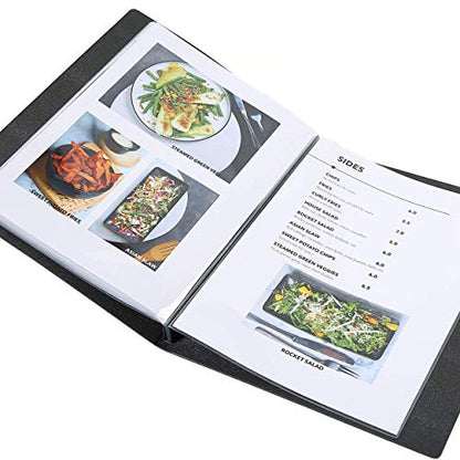 30pcs pack Menu covers 8.5X11 inch with logo Making, Contains 5 transparent pockets, Gift 10 sheets printing paper (Pearl black, 8.5X11 inch) - color: Pearl black, size: 8.5x11 Inch