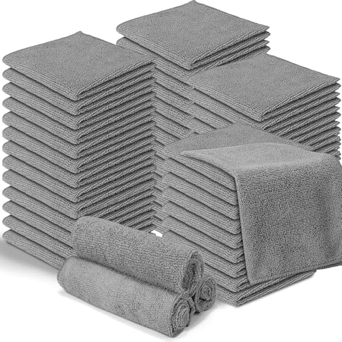 Macarrie 200 Microfiber Cleaning Cloths, 12 x 12 in, 200 GSM, Gray - color: Gray