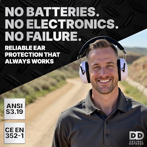 DECIBEL DEFENSE Ear Protection, 37 dB NRR Ear Muffs (WHITE) - color: White, size: Regular