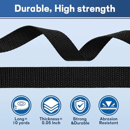 5/8" Buckles and Straps Set: 10 Yards of Thick Nylon Webbing, 10-Pack Quick Side Release Adjustable Plastic Buckles, 20 Tri-Glide Slide Clips 10 Metal D Rings (5/8 Inch Combo Set) - size: 5/8" 10 Pcs Buckle Set