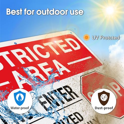 GicnKeuz "Restricted Area - Do Not Enter, Authorized Personnel Only" Metal Signs, 10 x 7 Inches Reflective Aluminum Signs, Fade Resistant/Waterproof, Easy to Install, Outdoor Use (2-Pack) - color: 10 x 7 Inches 2 pack
