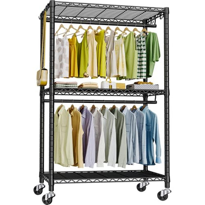 FUTASSI P3 Rolling Clothes Rack, Clothing Racks for Hanging Clothes, Black - color: Black, size: P3