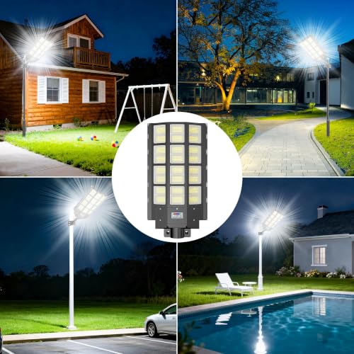 Solar Street Light Outdoor Waterproof Commercial Parking Lot Lights Motion Sensor 10000W LED Floodlight Dusk to Dawn, Outside Solar Lights for Yard Garden Pathway Patio - size: XL-2PCs