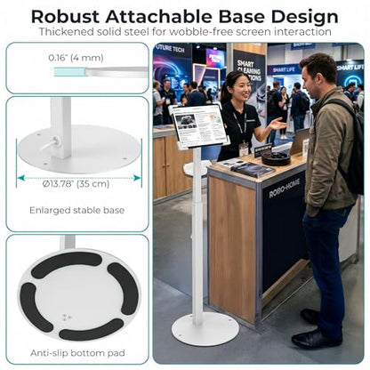 Anti-Theft iPad Kiosk Stand, Adjustable Tablet Floor Stand for POS Checkout - color: White
