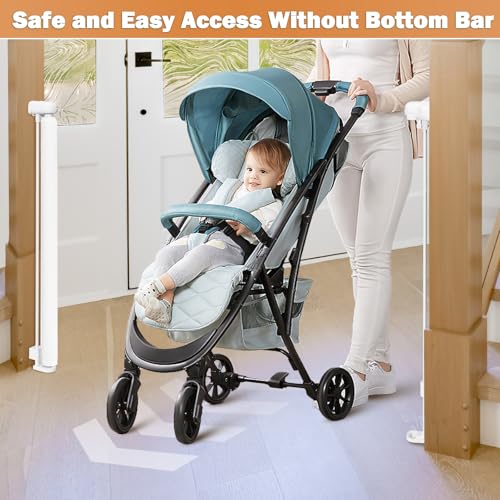 Retractable Baby Gates Dog Gate for Stairs, 55" Wide Mesh Baby Gate Pet Gate for The House, 34" Tall Child Safety Gates for Doorways, Hallways, Deck, Porch, Indoor, Outdoor - color: White, size: 34" Tall x 55" Wide