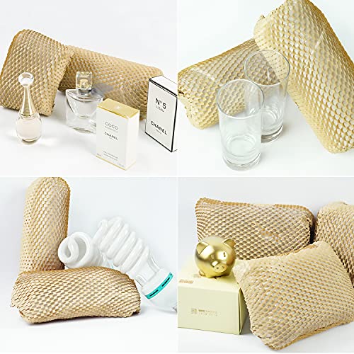 Honeycomb Packing Paper for Dishes Large Wide 20 Inches X164 Feet Gift Tissue Paper, Bubble Cushioning Wrap Roll Sustainable Packing Materials for Moving, Shipping Paper Wrap for Fragile Items - size: 20" x 164ft