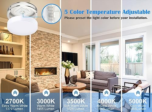 2Pack 13 Inch Oval LED Ceiling Lights, LED Flush Mount Light Fixture, 23W, 2700K/3000K/3500K/4000K/5000K Adjustable, Brushed Nickel Ceiling Mount Light Fixture for Bedroom Kitchen Bathroom - color: Brushed Nickel, size: 13 inch - 2 Pack