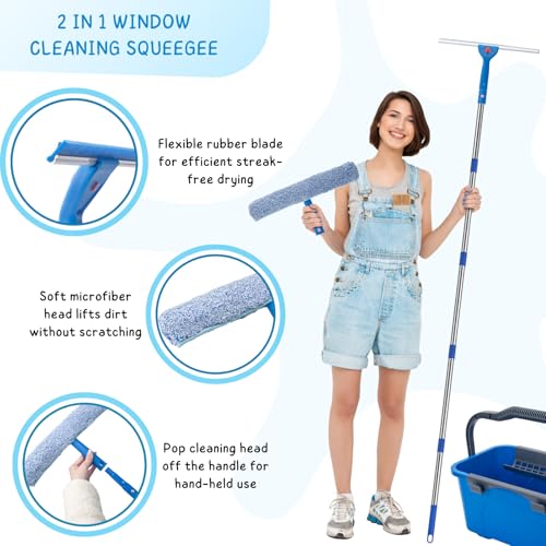 Window Cleaning Kit for Home and Commercial Use, 6 Ft Long Handle - color: Blue