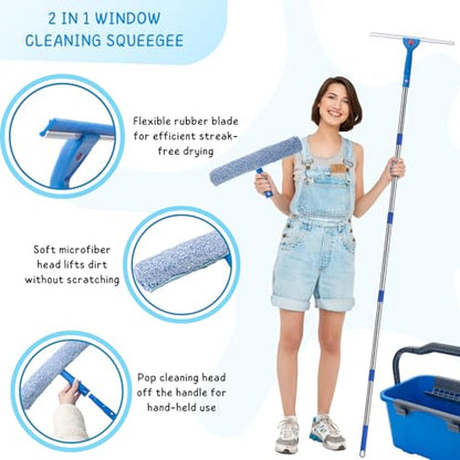 Window Cleaning Kit for Home and Commercial Use, 6 Ft Long Handle - color: Blue