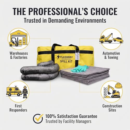 FlashDry Portable Universal Spill Kit Bag, Hazardous Clean Up Kit - 2 Kits - size: 2-Pack, style: No Absorbent