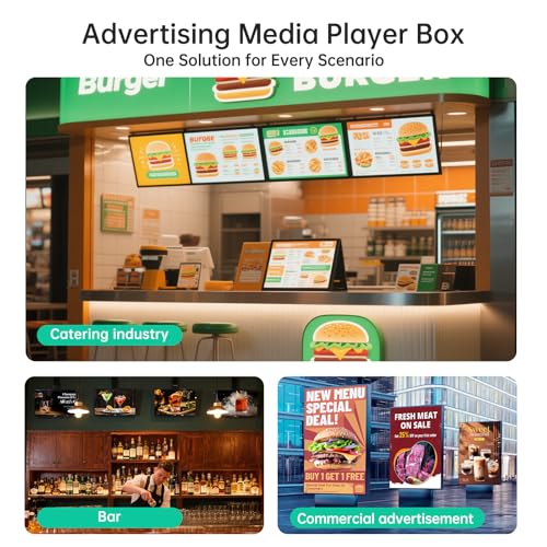 MT-VIKI Wireless Digital Signage Player - 4-Screen Video Controller with Rotation, Splitting & Scheduling for Restaurant Menu Boards‌, Bubble Tea Promotions