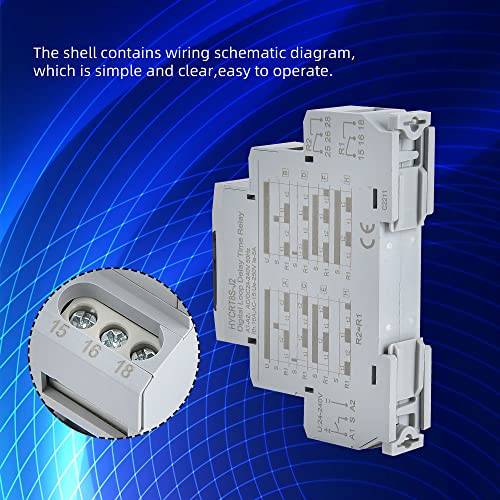 CNAODUN Cyclic Time Delay Relay Digital Display Dual Outputs HYCRT8S-J2 AC/DC 24-240V Button Adjustment Cycle Time Relay DIN Rail Mount Type - size: HYCRT8S-J2, Dual Outputs Cycle Delay