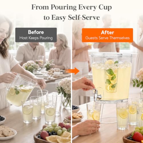 Lifewit 3 Gal Drink Dispenser with Fruit Infuser & Leak-Proof Spigot, 2 Pcs