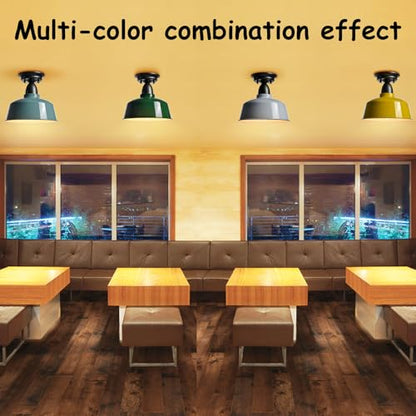 White Macaron Barn Ceiling Light, 10" Indoor Outdoor Fixture - color: White
