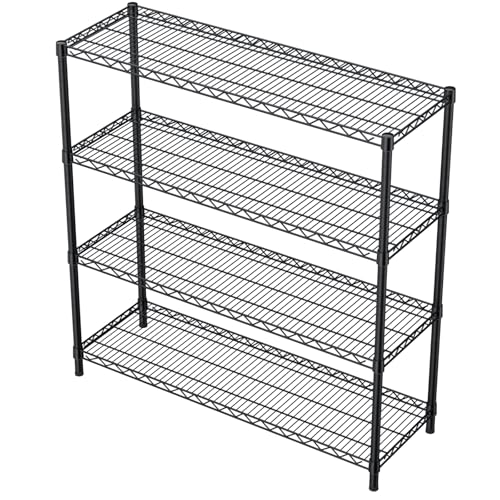 Golpart 4Tier Adjustable Storage Shelves Metal Wire Shelving Standing Shelf - color: Black, size: 4-tier-18"Dx46"Wx59"H