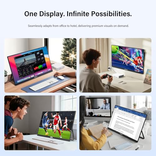 InnoView Large Portable Monitor 23.8inch FHD 1080P 100Hz USB-C,HDMI,DP Computer Display 100% sRGB 1500:1 Contrast Ratio IPS W/180°Adjustable DC Eyes Care Stand for Laptop PC MAC Phone PS4 Xbox Switch - color: black