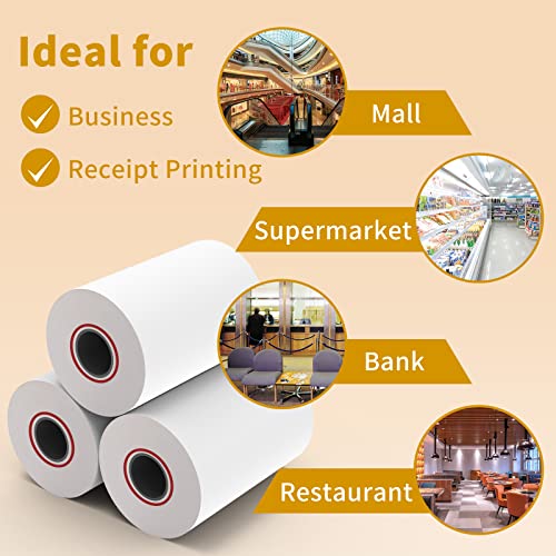 MFLABEL® 5 Rolls Thermal Paper (2 1/4" x 85') - POS Receipt Rolls for Cash Register, Credit Card Terminal, Square Reader, Clover & More | High-Sensitivity 48g Thermal Paper, BPA-Free, Sharp Print - size: 2 1/4" x 85'
