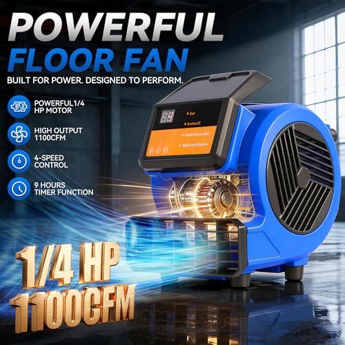 Blower Fan Air Mover, 1/4HP 1100 CFM Floor Fan - size: 1100CFM