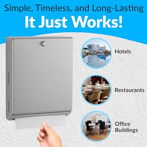 Bobrick B-2620 Surface Mounted Paper Towel Dispenser - Stainless Steel Commercial Bathroom Towel Dispenser with Knob-Latch 400 C-Fold or 525 Multifold Capacity - size: 14", style: Knob-Latch