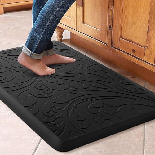 Kitchen Mat Cushioned Anti-Fatigue Comfort Standing Mat Rug for Home,Office - color: Black, size: 1'8" x 2'6" (Rectangular)