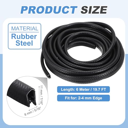 PATIKIL Rubber Edge Trim Guard, 19.7 ft x 7/16" x 5/16" U Channel Edge Protector Seal Strip with Metal Clips Fit for 2-4mm Edge for Car Door Sheet Metal Hatches Table Corners, Green - color: Green, size: 19.7 ft x 7/16 in x 5/16 in