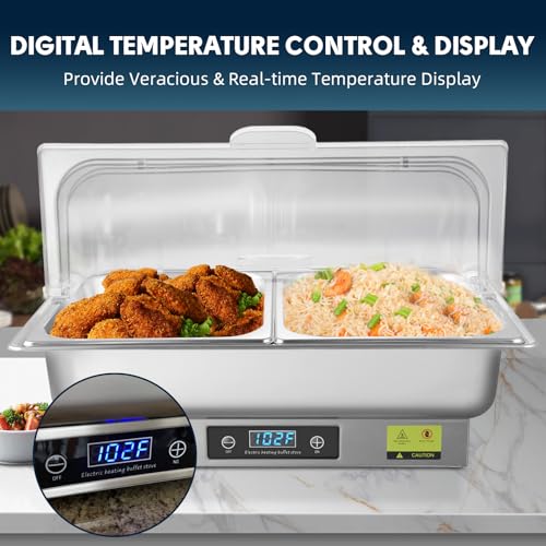 Electric Chafing Dish Buffet Server Set with Button Panel Control - size: 604-Dual Pan