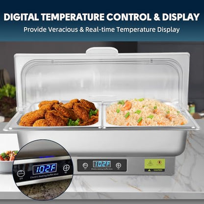 Electric Chafing Dish Buffet Server Set with Button Panel Control - size: 604-Dual Pan