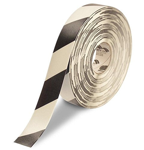 Mighty Line Diagonal Chevron Floor Marking Tape, 2 in Black and White - size: 2 inch, style: White With Black Chevrons