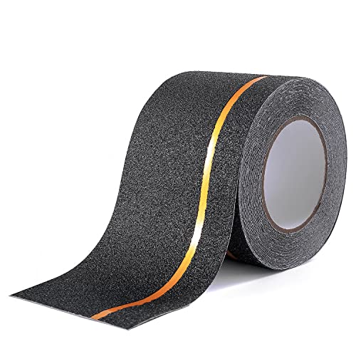 Reniteco 4" x33Ft Anti Slip Tape Reflective Black 1PC - color: 09-Black-Reflective, size: 4in x 33Ft