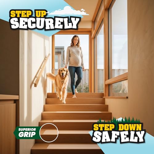 16 Pack Extra Wide Stair Treads Non Slip - 30"x6" Wide Clear Non Slip Stair Treads for Wood Steps | Self-Adhesive Anti Slip Strips for Kids, Seniors & Large Dogs | Includes Rubber Roller - size: 30" x 6"